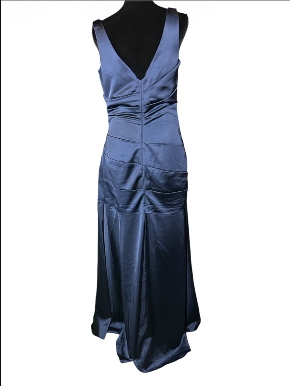 David's Bridal Marine‎ Satin Ruched Mermaid Gown F15652 Size 10 - Picture 3 of 8